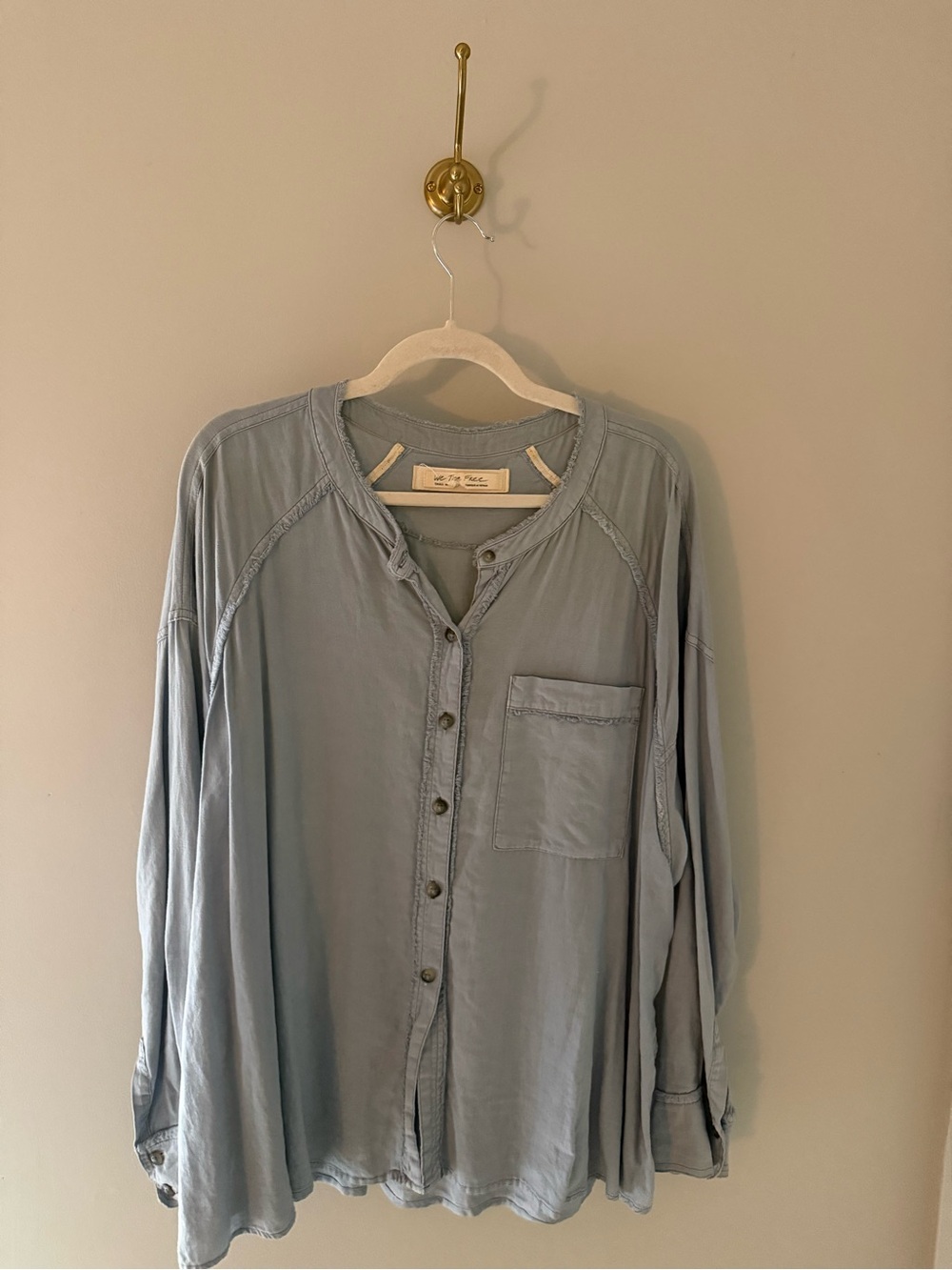 Free People Blue Button-Up Shirt